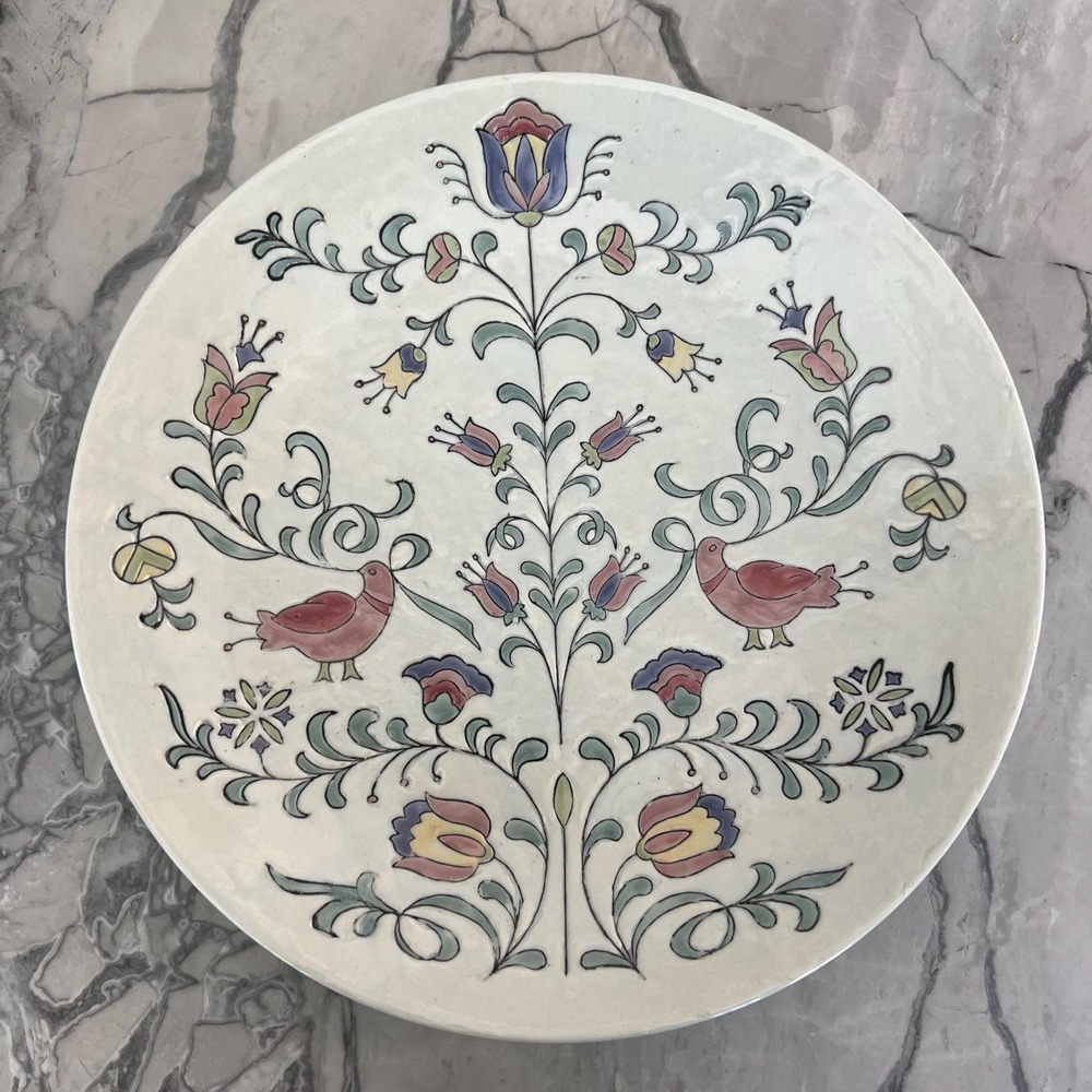 Vintage Jena Hall TOYO 10.5" Colorful Pastel Flower Bird Round Ceramic Plate